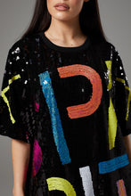 Load image into Gallery viewer, Black Sequin Oversized T-Shirt
