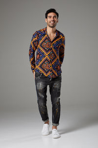 Fantasy Shirt Orange/Navy Blue