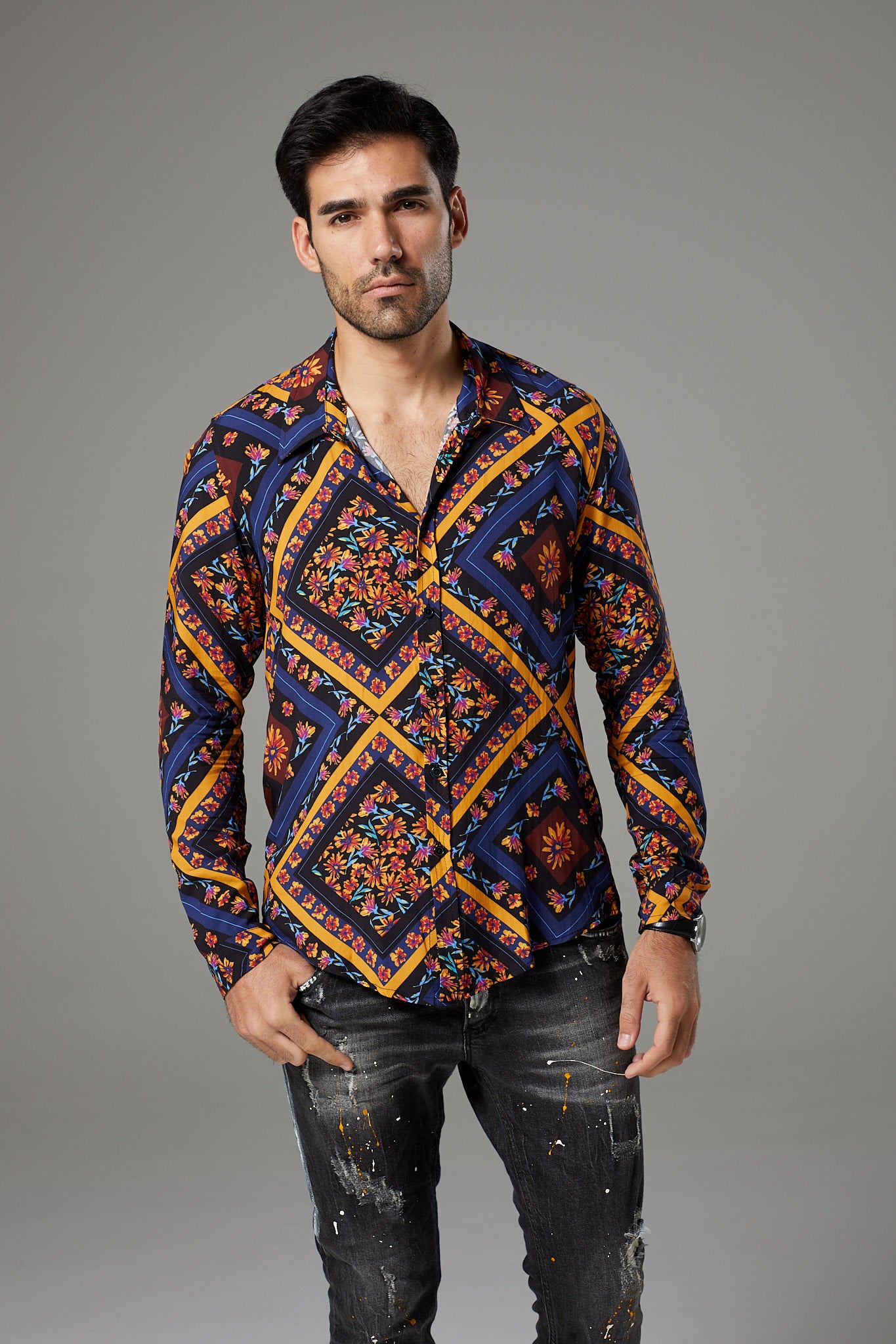 Fantasy Shirt Orange/Navy Blue