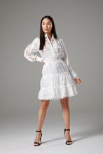 Load image into Gallery viewer, Long Sleeve White Dress with Fancy Lace

