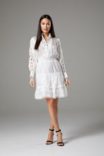 Load image into Gallery viewer, Long Sleeve White Dress with Fancy Lace

