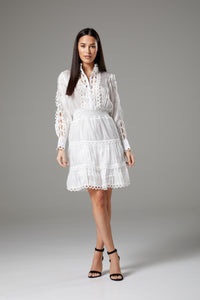 Long Sleeve White Dress with Fancy Lace