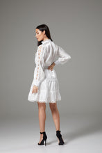 Load image into Gallery viewer, Long Sleeve White Dress with Fancy Lace
