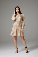 Load image into Gallery viewer, Long Sleeve Beige Dress with Fancy Lace
