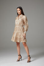 Load image into Gallery viewer, Long Sleeve Beige Dress with Fancy Lace
