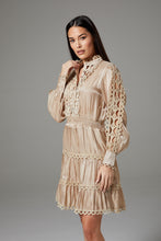 Load image into Gallery viewer, Long Sleeve Beige Dress with Fancy Lace
