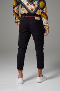 Premium Italian Style Black Chinos with Tie Belt