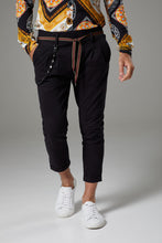 Load image into Gallery viewer, Premium Italian Style Black Chinos with Tie Belt
