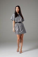 Load image into Gallery viewer, Sparkly Silver Oversized Dress with Belt
