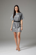 Load image into Gallery viewer, Sparkly Silver Oversized Dress with Belt
