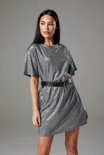 Load image into Gallery viewer, Sparkly Silver Oversized Dress with Belt
