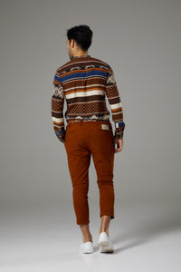 Premium Italian Style Rust Chinos with Tie Belt