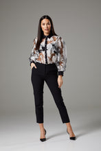 Load image into Gallery viewer, Sheer Black &amp; White Flower Pattern Wide Sleeve Blouse
