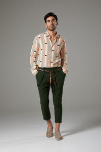 Premium Italian Style Dark Green Chinos with Tie Belt
