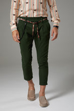 Load image into Gallery viewer, Premium Italian Style Dark Green Chinos with Tie Belt
