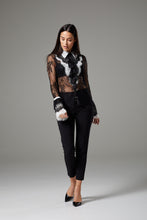 Load image into Gallery viewer, Black &amp; White Lace Flare Sleeve Romantic Blouse
