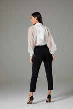 Load image into Gallery viewer, White Lace Batwing Sleeve Blouse with Collar
