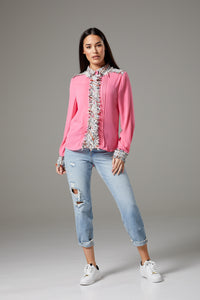 Pink Shirt with Rugged Fabric Accents