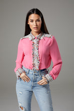 Load image into Gallery viewer, Pink Shirt with Rugged Fabric Accents
