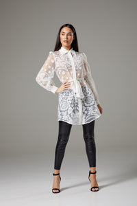 White Lace Wide Sleeve Tunic