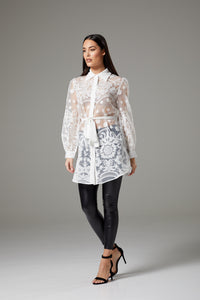White Lace Wide Sleeve Tunic