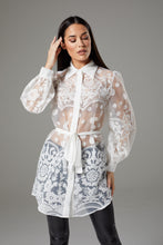 Load image into Gallery viewer, White Lace Wide Sleeve Tunic
