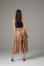 Load image into Gallery viewer, Shiny Beige Wide Leg Cropped Culottes
